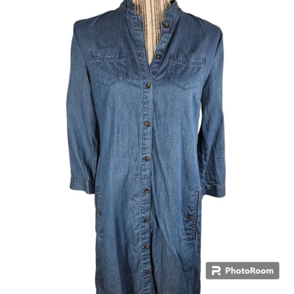 Tommy Hilfiger Button Front Denim Shirt Dress w/Pockets Size 4 - Picture 1 of 8